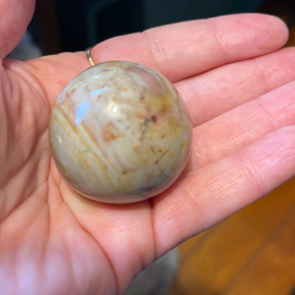 Polychrome jasper small sphere Crystal stone reiki meditation grey gray yellow m